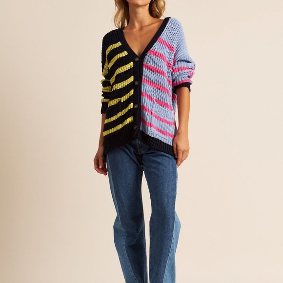 John + Jenn Blue and Black Cotton Cable Knit Cardigan XS - Picture 10 of 10